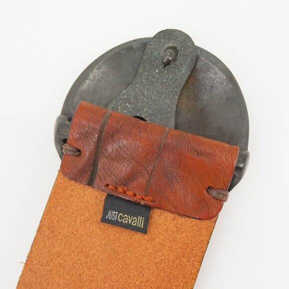 Just Cavalli Women 34 Brown Leather Wide Belt Boho Western Italy Roberto Cavalli - Picture 7 of 14